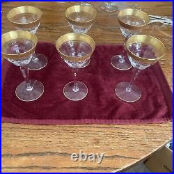 Tiffin Franciscan Gold/Gilded Crystal Rambler Rose Stemmed Glass Set Of 6