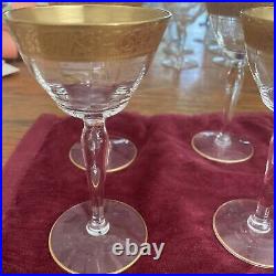 Tiffin Franciscan Gold/Gilded Crystal Rambler Rose Stemmed Glass Set Of 6