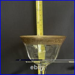 Tiffin-Franciscan clear optic crystal with a gold-encrusted band rim. Set
