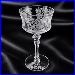 Tiffin Glass Co Etched Rose Cordial Glass 15074 Set of 8 Crystal 5.5Very Small