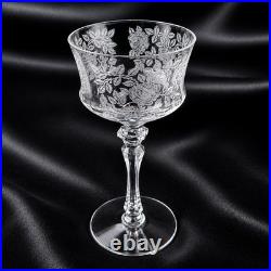 Tiffin Glass Co Etched Rose Cordial Glass 15074 Set of 8 Crystal 5.5Very Small