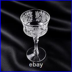 Tiffin Glass Co Etched Rose Cordial Glass 15074 Set of 8 Crystal 5.5Very Small