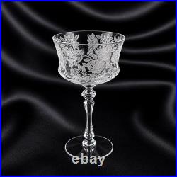 Tiffin Glass Co Etched Rose Cordial Glass 15074 Set of 8 Crystal 5.5Very Small