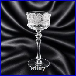 Tiffin Glass Co Etched Rose Cordial Glass 15074 Set of 8 Crystal 5.5Very Small