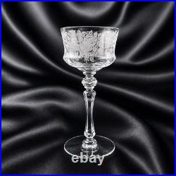 Tiffin Glass Co Etched Rose Cordial Glass 15074 Set of 8 Crystal 5.5Very Small