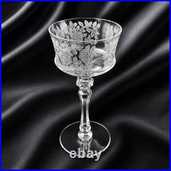 Tiffin Glass Co Etched Rose Cordial Glass 15074 Set of 8 Crystal 5.5Very Small