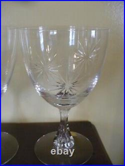 Tiffin Starburst Crystal Water Wine Glass Goblet SET OF 4 NEW