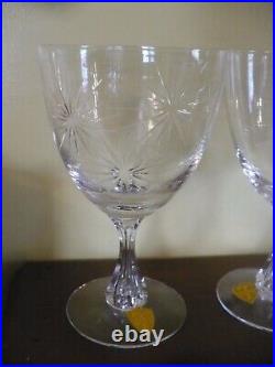 Tiffin Starburst Crystal Water Wine Glass Goblet SET OF 4 NEW