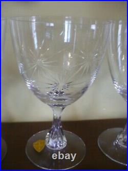 Tiffin Starburst Crystal Water Wine Glass Goblet SET OF 4 NEW