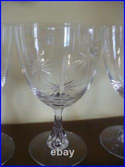 Tiffin Starburst Crystal Water Wine Glass Goblet SET OF 4 NEW