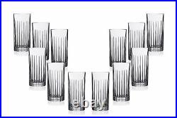 Timeless Highball Glasses 15 Oz, Modern Crystal Cut Glassware Set of (12)