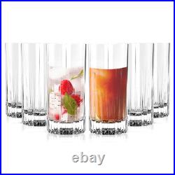 Traze Tom Collins Crystal Cut Glasses Set of 6 11.5 Oz