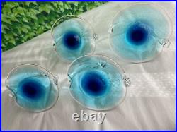 Tsugaru Vidro Glassware Glass plates Blue Crystal Japan Japanese Unused Set of 4