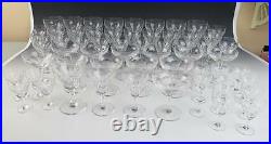 VAL ST. LAMBERT 60PC SET Cut Crystal WINE Champagne GLASSES Glass Goblet Red 12