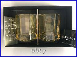 VERSACE Medusa Lumiere Rhapsody Amber WHISKEY GLASS Set of 2 New in Box Whisky