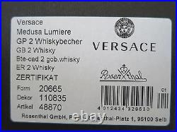 VERSACE Rosenthal MEDUSA LUMIERE Clear WHISKEY Set of 2 NEW in BOX Whisky