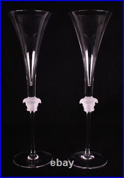 VERSACE by ROSENTHAL Crystal MEDUSA LUMIERE Set Of 2 Champagne Flutes
