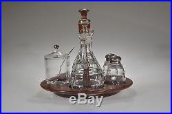 VERY RARE 1950s #1485 SATURN by Heisey CRYSTAL CONDIMENT SET withSterling Silver
