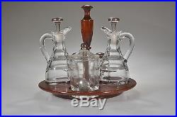 VERY RARE 1950s #1485 SATURN by Heisey CRYSTAL CONDIMENT SET withSterling Silver