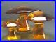 VIKING Glass AMBER 3-Piece Mushroom Set- SMALL LARGE JUMBO Paperweight