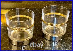 VINTAGE 70s GUCCI CHROME BASE WithGOLD TONE WHISKEY GLASS SET MINT COLLECTIBLE