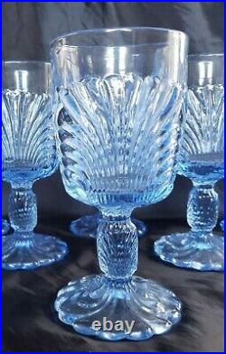 VINTAGE CAMBRIDGE CAPRICE MOONLIGHT BLUE WINE/WATER GobletS SET OF 6 (6) MINT