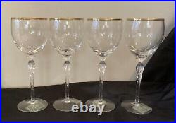 VINTAGE LENOX CRYSTAL MONROE 7 5/8 Wine Glasses WithGold Rims, Set of 4