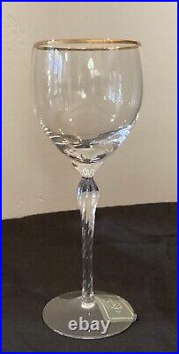 VINTAGE LENOX CRYSTAL MONROE 7 5/8 Wine Glasses WithGold Rims, Set of 4