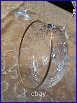 VINTAGE Set Of 5 Handcut Crystal Gold Rimmed Champagne Coupe GlassesMINT