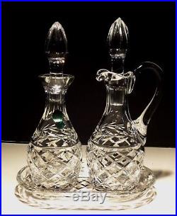 VINTAGE WATERFORD CRYSTAL GLANDORE CRUET SET withTRAY MADE IN IRELAND