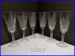 VINTAGE Waterford Crystal LISMORE (1957-) Set of 6 Champagne Flutes 7 1/4 B