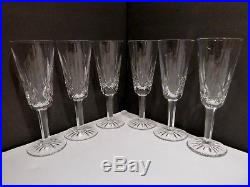VINTAGE Waterford Crystal LISMORE (1957-) Set of 6 Champagne Flutes 7 1/4 a