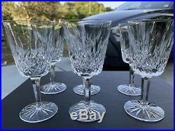 VINTAGE Waterford Crystal LISMORE Set of 6 Water Goblets 6 7/8 With BOX