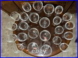 VTG 24 Crystal Glass Set Etched Berry Leaf Wine Goblet Champagne Sherry Portugal