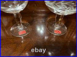 VTG 24 Crystal Glass Set Etched Berry Leaf Wine Goblet Champagne Sherry Portugal