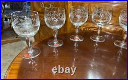 VTG 24 Crystal Glass Set Etched Berry Leaf Wine Goblet Champagne Sherry Portugal