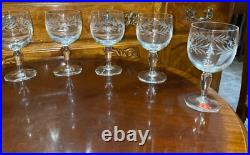 VTG 24 Crystal Glass Set Etched Berry Leaf Wine Goblet Champagne Sherry Portugal