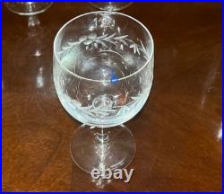 VTG 24 Crystal Glass Set Etched Berry Leaf Wine Goblet Champagne Sherry Portugal