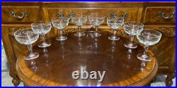 VTG 24 Crystal Glass Set Etched Berry Leaf Wine Goblet Champagne Sherry Portugal