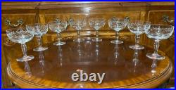 VTG 24 Crystal Glass Set Etched Berry Leaf Wine Goblet Champagne Sherry Portugal