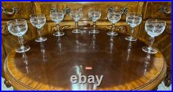 VTG 24 Crystal Glass Set Etched Berry Leaf Wine Goblet Champagne Sherry Portugal