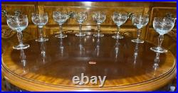 VTG 24 Crystal Glass Set Etched Berry Leaf Wine Goblet Champagne Sherry Portugal