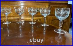 VTG 24 Crystal Glass Set Etched Berry Leaf Wine Goblet Champagne Sherry Portugal