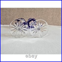 VTG AJKA Caroline Cobalt Blue Cut to Clear Crystal Wine Glasses Set of 2 8.25