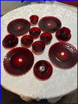 VTG Anchor Hocking Royal Ruby Bubble 15-Piece Glassware Set Circa 1940s-1960s
