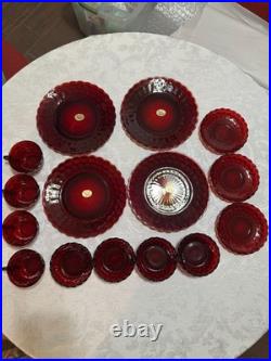 VTG Anchor Hocking Royal Ruby Bubble 15-Piece Glassware Set Circa 1940s-1960s