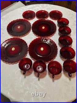 VTG Anchor Hocking Royal Ruby Bubble 15-Piece Glassware Set Circa 1940s-1960s