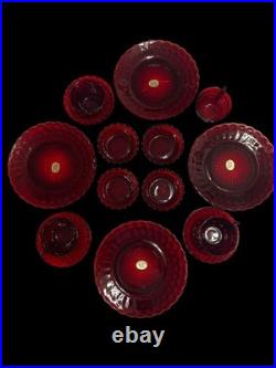 VTG Anchor Hocking Royal Ruby Bubble 15-Piece Glassware Set Circa 1940s-1960s