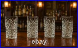 VTG Crystal Highball Glasses Set of 4 MCM Barware Diamond Cut French Crystal