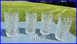 VTG Crystal Highball Glasses Set of 4 MCM Barware Diamond Cut French Crystal